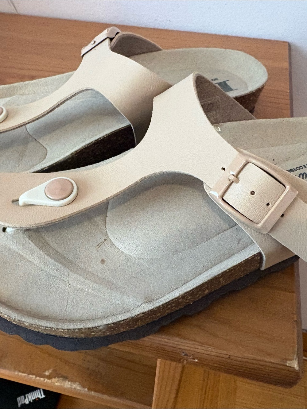 Beige Cork Footbed Thong Sandals with Buckle from Browns